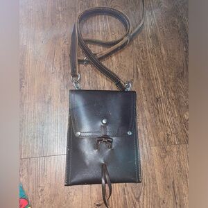 Elegant Dark Brown Leather Messenger Bag
